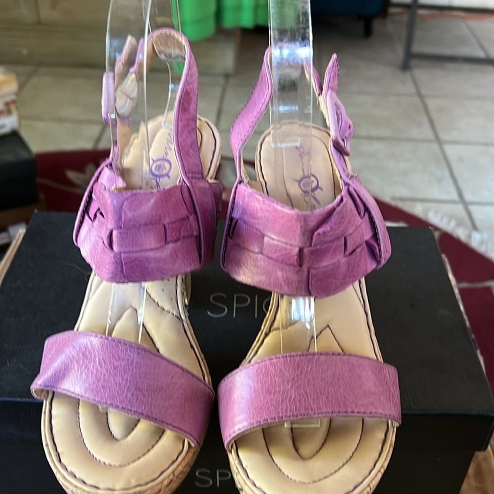 Born Crown Platform Cork and Leather Sandals in Violet Pink Sz 8 - Picture 14 of 14